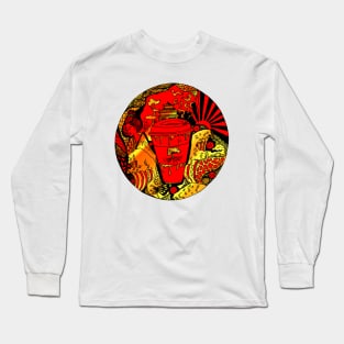 Gold and Red Coffee In Japan Long Sleeve T-Shirt